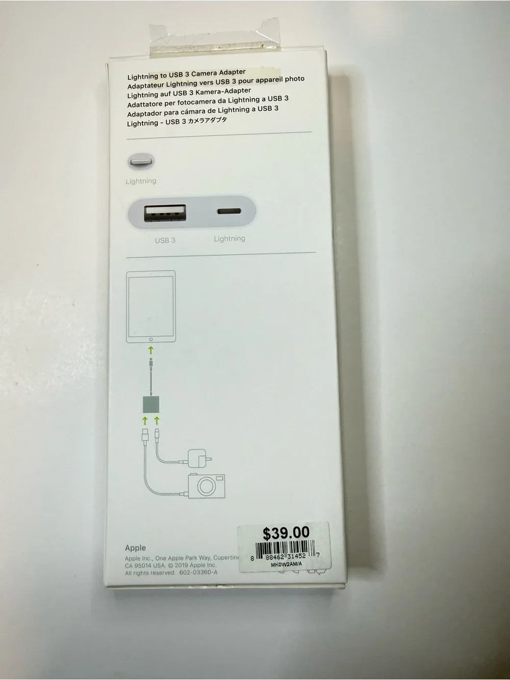 Apple White Lightning to USB Camera Adapter with USB Port